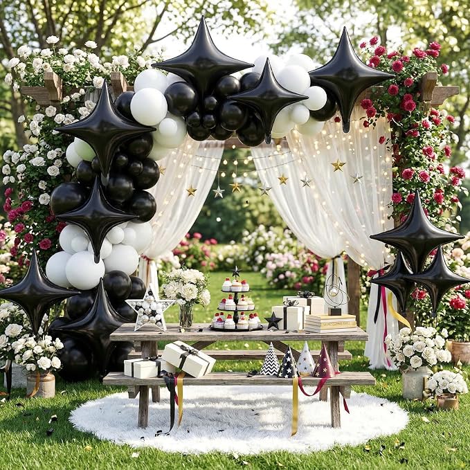 Black Star Balloons, 26 Inch and 10 Inch Black Stars Shaped Balloon - Image 5