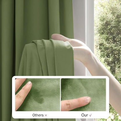Beauoop Sage Green Velvet Curtains - Image 3