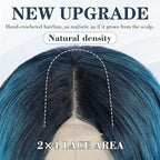 NAYOO Long Ombre Bluish Green Wavy Wig for Women 26 Inch Middle Part Lace Hairline Curly Wavy Wig Natural Looking Synthetic Heat Resistant Fiber Wig for Daily Party Use