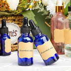Lallisa 100 Pack Essential Oil Dropper Bottle 30 ml (1 Oz) Glass Dropper Bottles DIY for DIY Essential Oil Perfume with 5 Funnels 5 Pipettes 3ml 100 Labels for Bathrooms, Hotels, Labs (Blue)