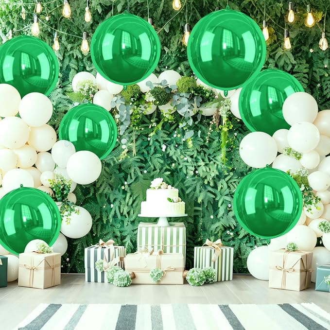 Green Foil Balloons 22 Inch, Giant 4D Round Ball Balloons, Metallic Green - Image 4