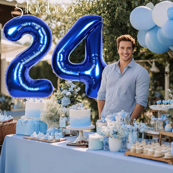 40 Inch Navy Blue Big Number 24 Balloon 0-9 Large Helium | Royal Blue Balloons - Image 5
