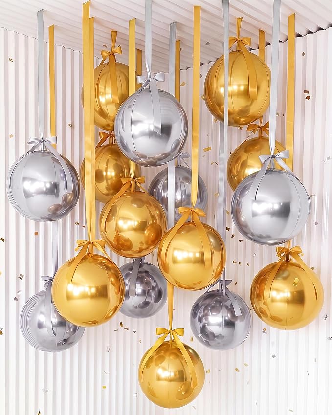 Jenaai 30 Set Round Foil Balloons Bulk 22 Inch 4d Metallic Giant Balloons Set by Jenaai