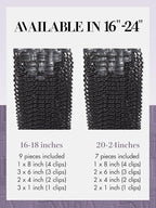 LUVME Hair Extensions Real Human Hair 135g 7pcs Natural Black Hair Extensions Kinky Curly Clip in Extensions 22 Inch Remy Human Hair for Women