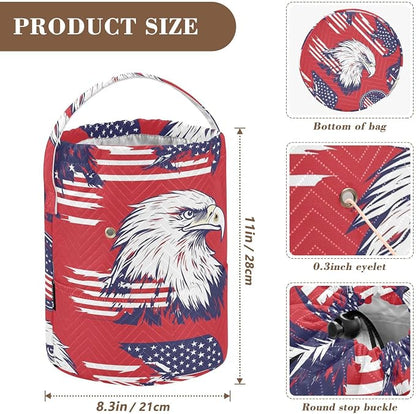 American Flag Bald Eagle Red Yarn Bag Small Crochet Bag Drawstring Yarn Storage - Image 3