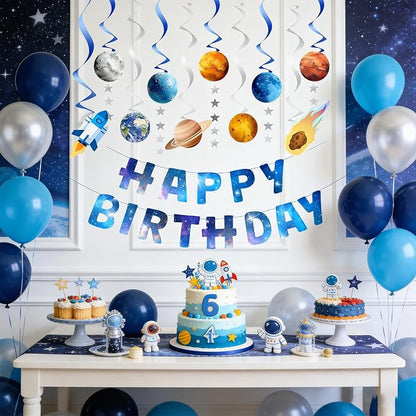 Outer Space Party Decorations, Happy Birthday Galaxy Banner, Solar System - Image 3