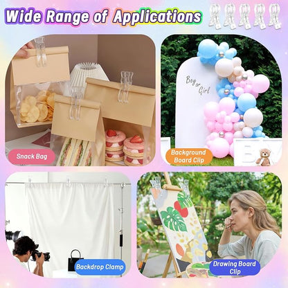 20 Pack Balloon Arch Clips, 3.5" Plastic Transparent Backdrop Spring Clamps - Image 6