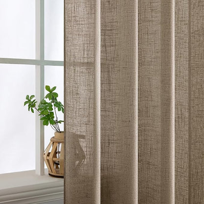 MIULEE Taupe Grey Linen Curtains 52x90 Inch Long 2 Panels - Image 5