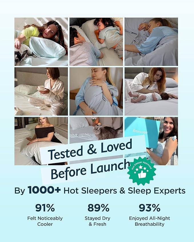 Breescape Cooling Pillow Cases King Size - BlendTek™ Dry & Cool Technology for Hot Sleepers and Night Sweats, 2 Pack Ultra Soft & Smooth Pillowcases for Hair & Skin Care, 20" x 36", Ivory