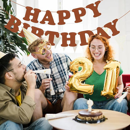 Brown Happy Birthday Banner Birthday Party Decorations Sign Birthday Backdrop - Image 7