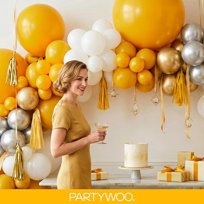 PartyWoo Mustard Yellow fall Balloons 140pcs Different Sizes | 18 12 10 5 Inch - Image 9