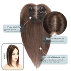 Human Hair Toppers for Women Real HairTopper with Thinning Hair 120% Density Round Shaped Swiss Base Hair Pieces 40g-Medium Brown（12inch,4#）