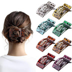 8 Pack French Flat Hair Clips for Women – Large Matte No-Slip Claw Barrettes for Thick & Thin Hair, Strong Hold Styling Accessories (Leopard)