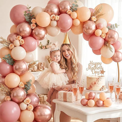Retro Blush Pink Balloons, 60 Packs 12 Inch Dusty Pink Metallic Chrome Rose - Image 4