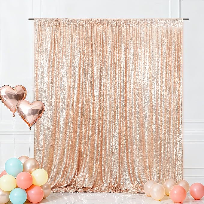 Eternal Beauty Rose Gold 3mm Sequin Backdrop 6x8 Ft by EternalBeauty