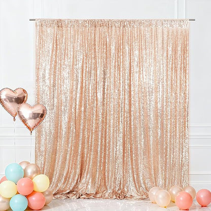 Eternal Beauty Rose Gold 3mm Sequin Backdrop 8x10 Ft by EternalBeauty