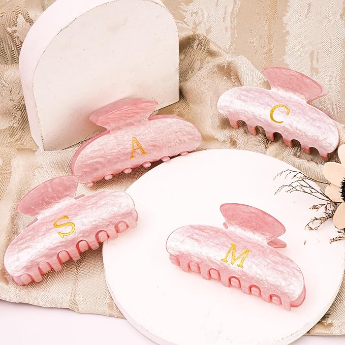 Christmas Gifts for Teenage Girls Stocking Stuffers for Teen Girls | Claw Clip Initial Hair Clips | Personalized Hair Claws | 8 9 10 11 12 13 14 15 16 Years Old Girl Gifts Trendy Stuff - Pink,K