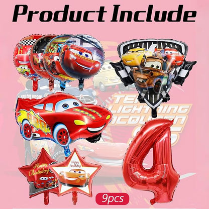 9 Pcs Car Theme Happy Birthday Decorations, Cute Cartoons Party Decorations - Image 3