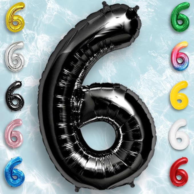Black Number Balloon 6 Mylar Foil Balloons 16 inch Small - Image 5