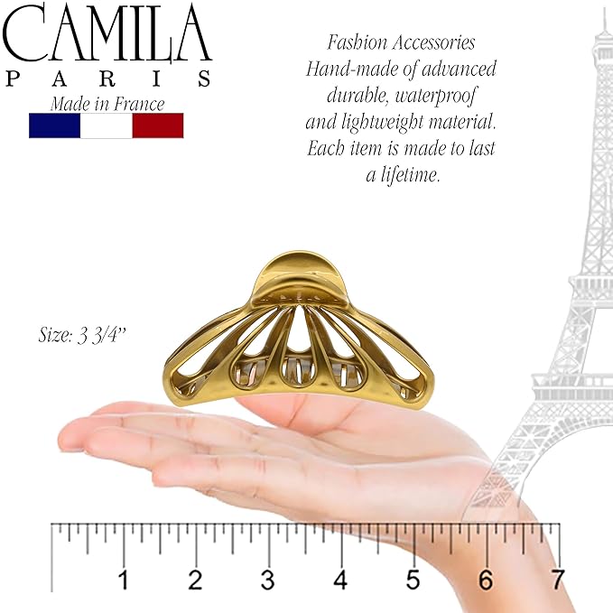 Camila Paris CP3055 2PK French Hair Clip for Women Thick Hair for Long Curly Wavy Hair, Girls Hair Claw Clips Fashion Styling Hair Accessories for Women, Strong Hold No Slip Grip, Made in France