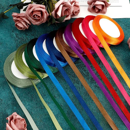 Assorted Ribbons for Flower Bouquet 10 Rolls 250 Yards 3/8 Inch Ribbon for Gift - Image 4
