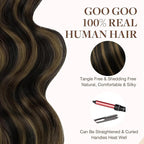 GOO GOO Tape in Hair Extensions Human Hair, 1B/6/1B Balayage Natural Black to Chestnut Brown, 20inch 30g 10pcs, Skin Weft Seamless Invisible, Silky Straight with Thick Ends, Remy Human Hair