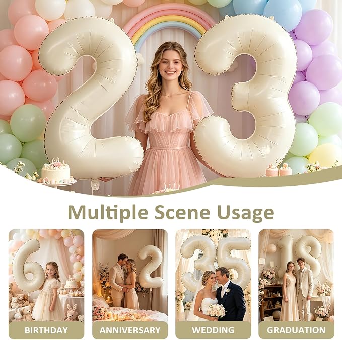 40 Inch Beige Number 10 Balloons - Image 8