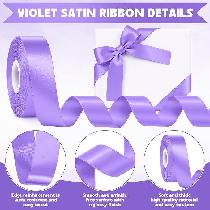 1In 30Yards Violet Satin Ribbon - Image 3