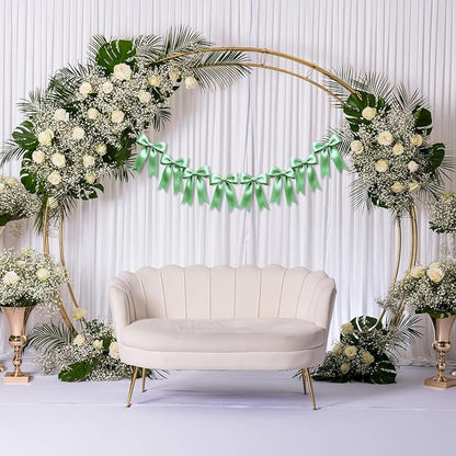 1 String of 8PCS Sage Green Bow Garland Banner Decoration, Pre-Strung Satin - Image 5