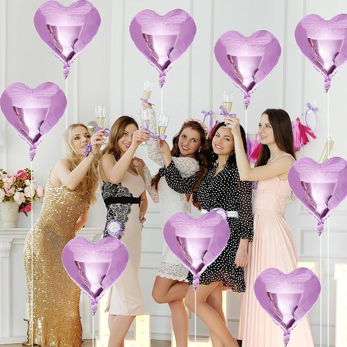 Purple Foil Heart Balloons, 18 Inch Light Purple Helium Heart Balloons - Image 6