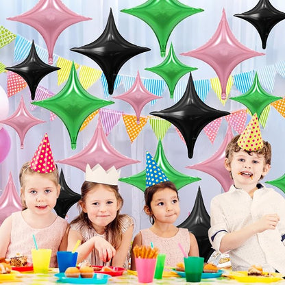 Black Pink Green Balloons, 26Inch and 10Inch Black Green Pink Quadrangle Star - Image 5
