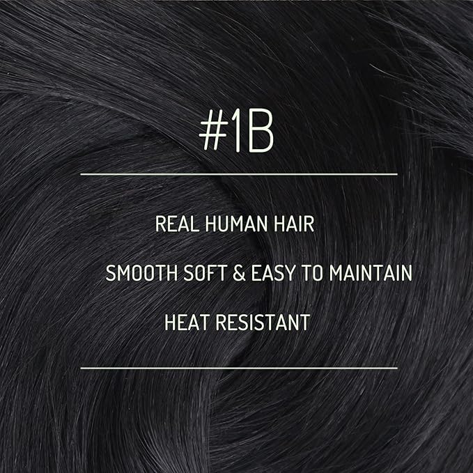 RUNATURE Clip in Hair Extensions Black Human Hair, Natural Black Human Hair Clip in Extensions, Long Hair Extensions Clip Ins, Full Head Brazilian Remy Hair, 24 Inch 135g 7pcs #1B