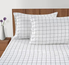 LANE LINEN 100% Organic Cotton King Size Pillow Cases Set of 2 (20"x36") - Windowpane