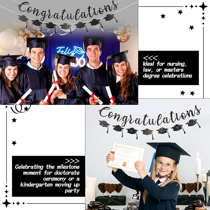 2026 Graduation Banners Party Decorations, Glitter Congratulations - Image 4