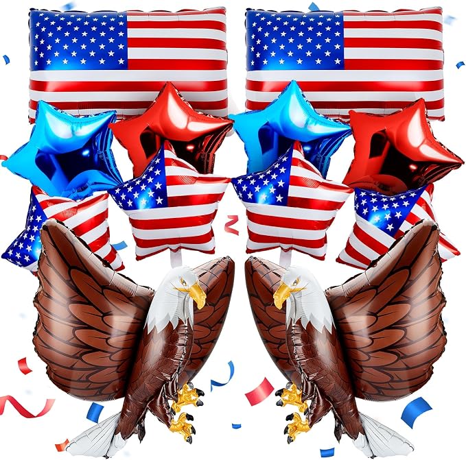 Zhanmai 12 Pcs Patriotic Eagle Foil Balloons American Party Decorations | Flag by Zhanmai