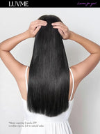 LUVME Straight Seamless 110g 7Pcs Clip in Hair Extensions Full Max with 16inch Remy Human Hair Extensions, Natural Black 100% Real Soft Human Hair