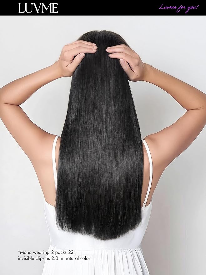 LUVME Straight Seamless 110g 7Pcs Clip in Hair Extensions Full Max with 20inch Remy Human Hair Extensions, Natural Black 100% Real Soft Human Hair