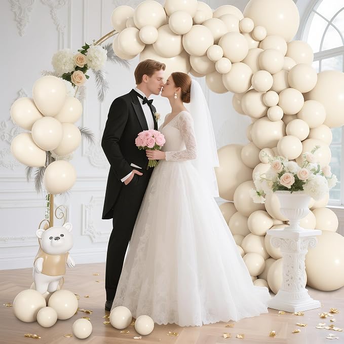 164Pcs Beige Cream Balloons Garland Arch Kit Different Sizes | 18 12 10 5 inch - Image 6