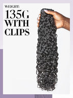 LUVME Burmese Curly Clip in Hair Extensions Real Human Hair Messy Curly Clip Ins Fullness with 1 Pack for Women Brazilian Remy Human Hair Natural Black 135g 14Inch