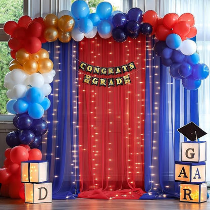 10x10ft Royal Blue Red Tulle Backdrop Curtain - Image 2