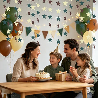 BEISHIDA 6Pcs Green and Brown Star Garland Decor Twinkle Paper Star Streamers - Image 5