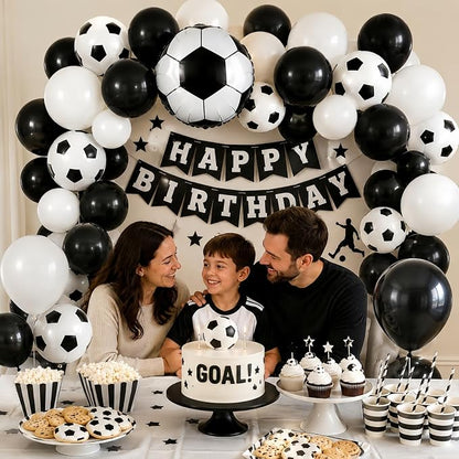 Soccer Balloons, 12 Inch Black White Latex Balloons - Image 3