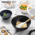 COOK WITH COLOR Mixing Bowls with TPR Lids - 12 Piece Plastic Nesting Bowls Set includes 6 Prep Bowls and 6 Lids, Microwave Safe Mixing Bowl Set (Black and White)