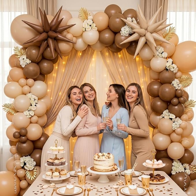 Brown Balloons, 12 Inch Double-layered Neutral Brown Nude Beige Cream Balloons - Image 4