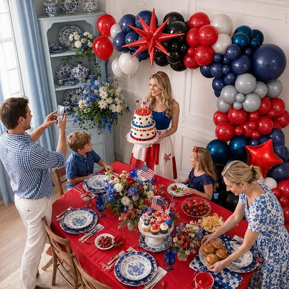 Black Red Blue Balloon Arch Garland Kit, Spider Themed 4th of July Patriotic - Image 8