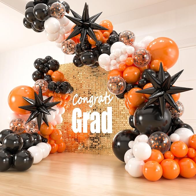 141pcs Orange Black and White Balloon Garland Kit, 18 12 10 5 Inch Balloon | by ZizasAry