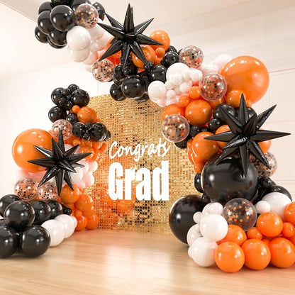 141pcs Orange Black and White Balloon Garland Kit, 18 12 10 5 Inch Balloon | by ZizasAry