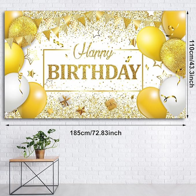 Tatuo Happy Birthday Decorations Backdrop Banner - Image 2