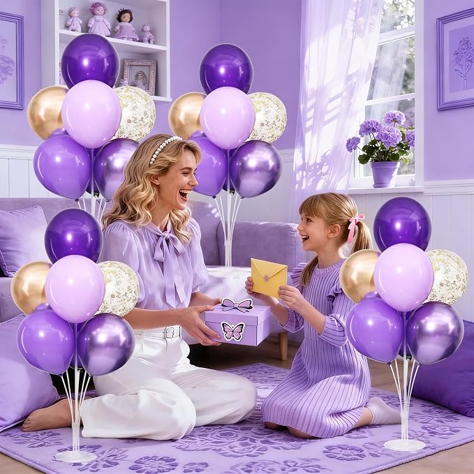 4 Sets Purple Champagne Gold Balloons Stand - Image 7