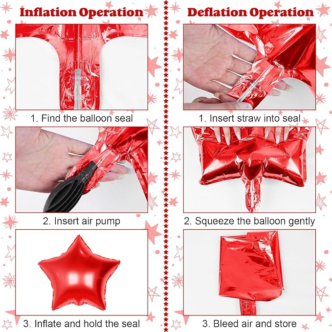 14pcs Red Black Gold Star Balloons, Mixed Star Foil Balloon, 22Inch Explosion - Image 7